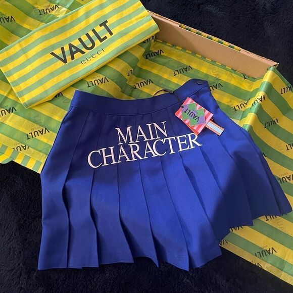 Gucci Vault Blue Pleated Tennis Skirt ‘Main Character’ is Embroidered in White - Picture 7 of 13